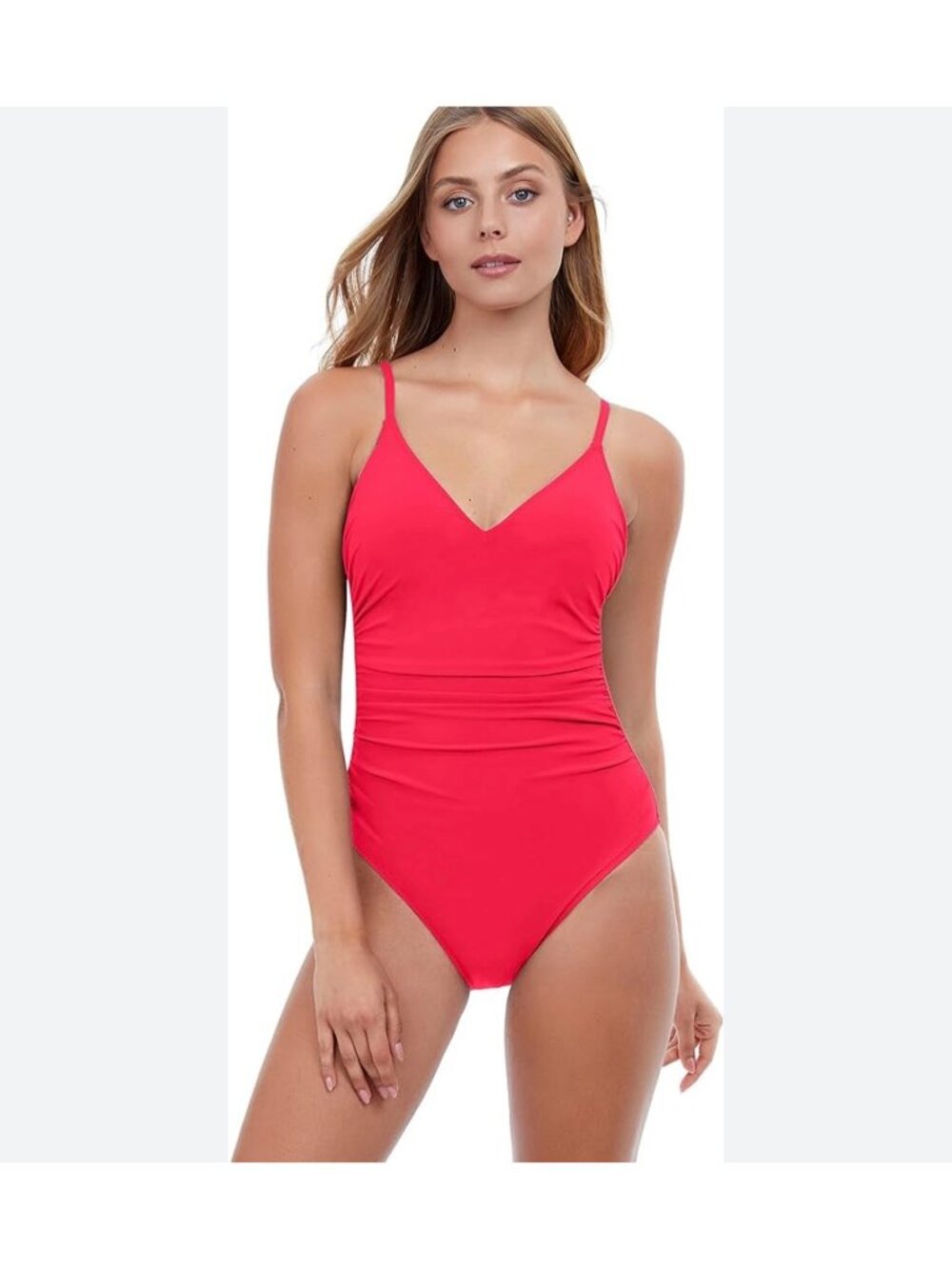 Profile Gottex One Piece Bellini Swim Suit Size 6 Coral V-neck Cutout Back Women